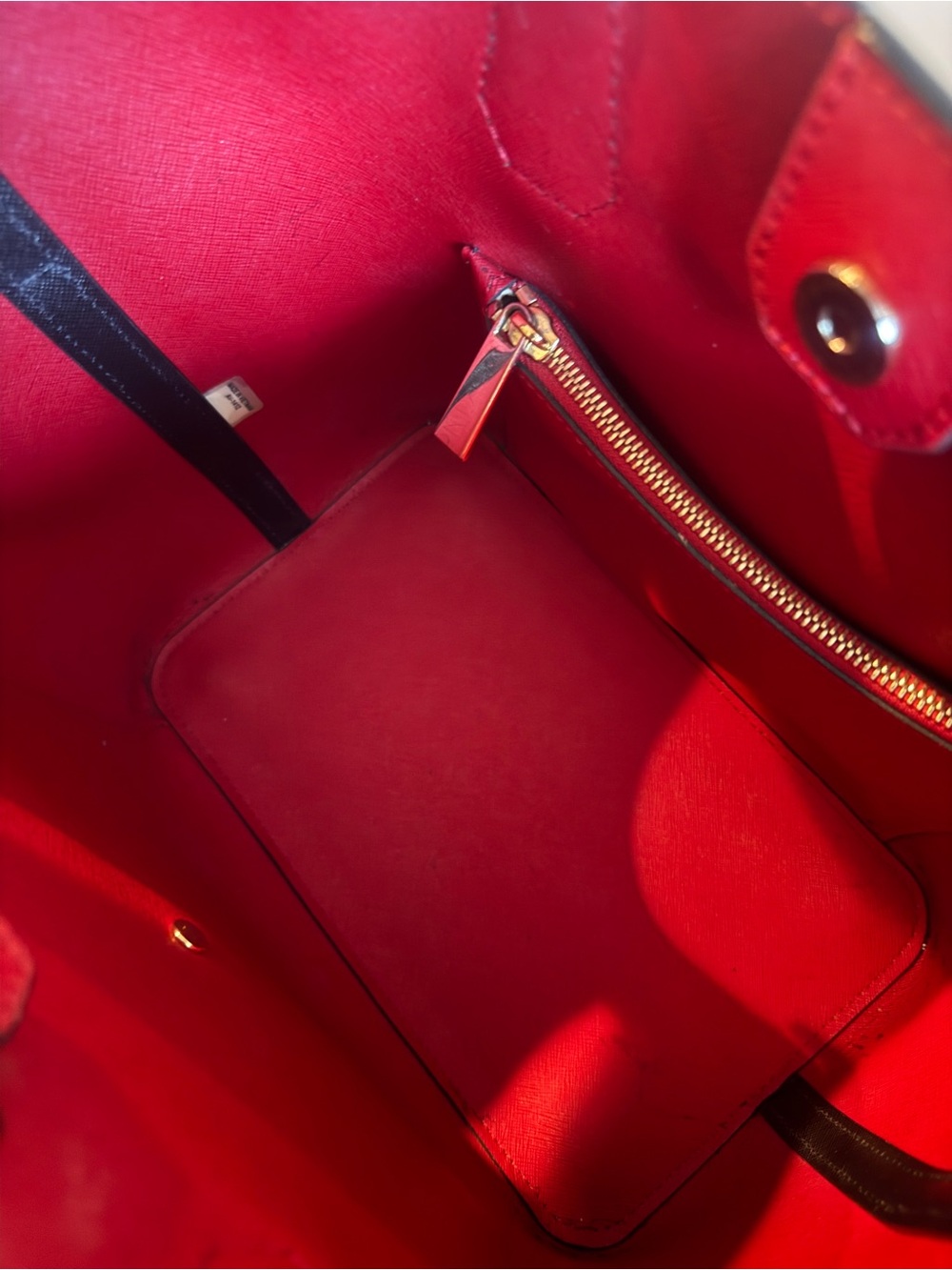 Michael Kors Black Leather Tote with Red Interior and Gold Hardware - Picture 8 of 13